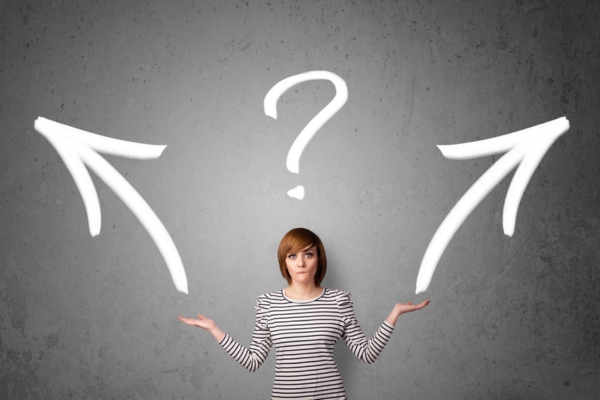 woman making a decision for choosing the right heating system